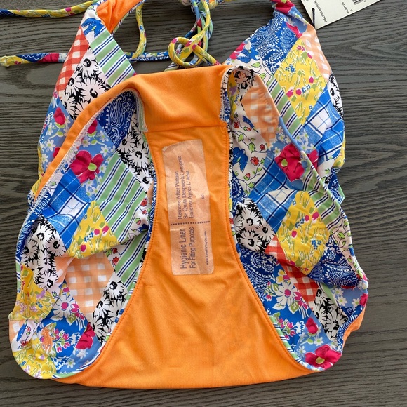 Polo Ralph Lauren Patchwork Plunge Neck One Piece Swimsuit - Picture 6 of 13